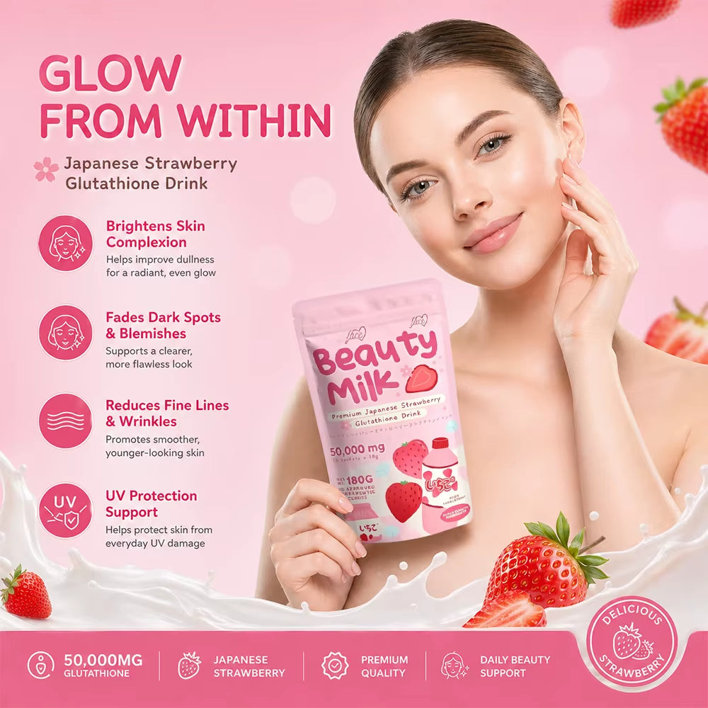 OEM ODM Premium Beauty Milk Powder Skin Whitening Face Strawberry Collagen Pouches Powder Drink Supplement Multi-Flavor Mix