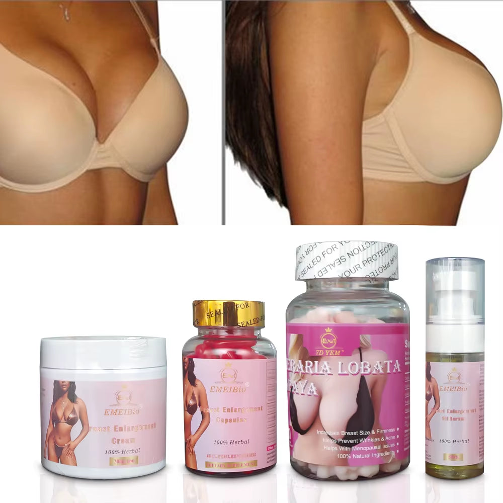 Hot Selling Private Label Herbal Supplement Chest Booster Product Set Plump Breast Enlargement Cream Capsule Gummy Oil Set