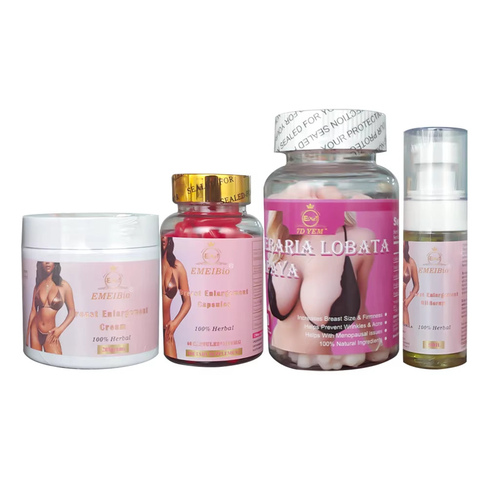 Hot Selling Private Label Herbal Supplement Chest Booster Product Set Plump Breast Enlargement Cream Capsule Gummy Oil Set