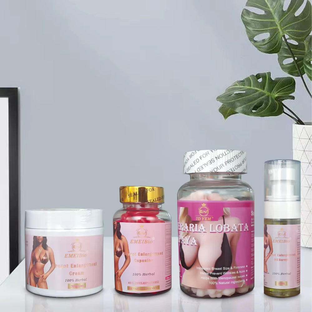 Hot Selling Private Label Herbal Supplement Chest Booster Product Set Plump Breast Enlargement Cream Capsule Gummy Oil Set